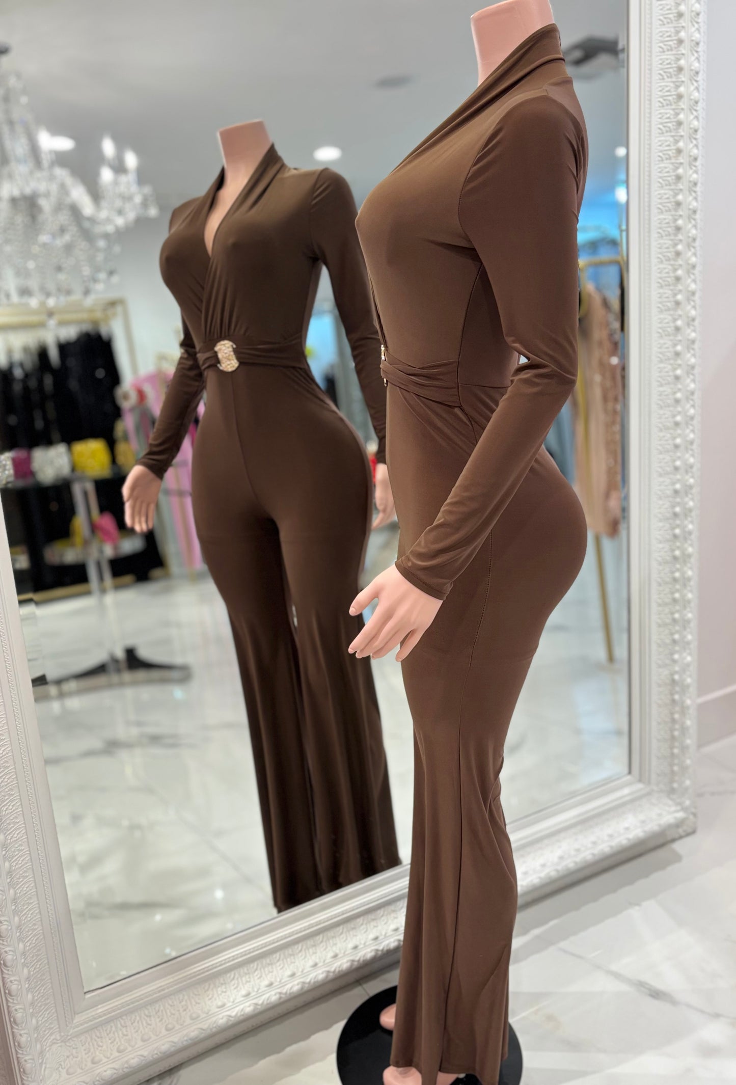 On the Top Jumpsuit Brown 8080 uptown