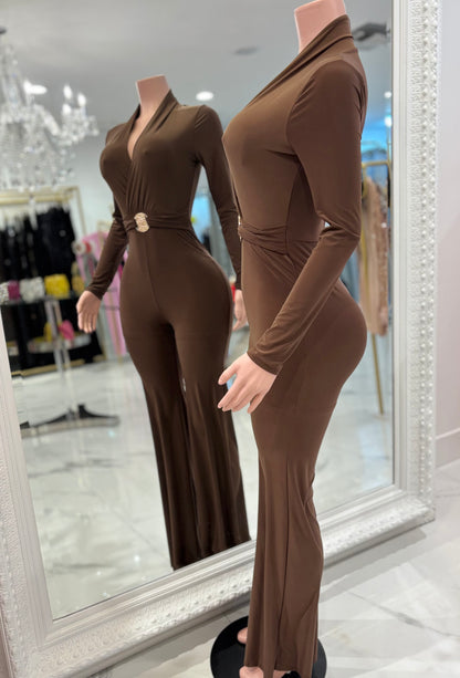On the Top Jumpsuit Brown 8080 uptown