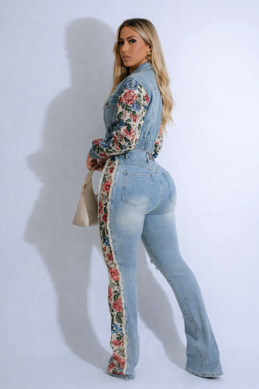 Work Of Art Distressed Denim Pant Set Denim