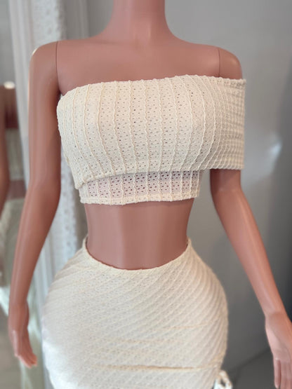 Rustic Romance Ruched Skirt Set Nude