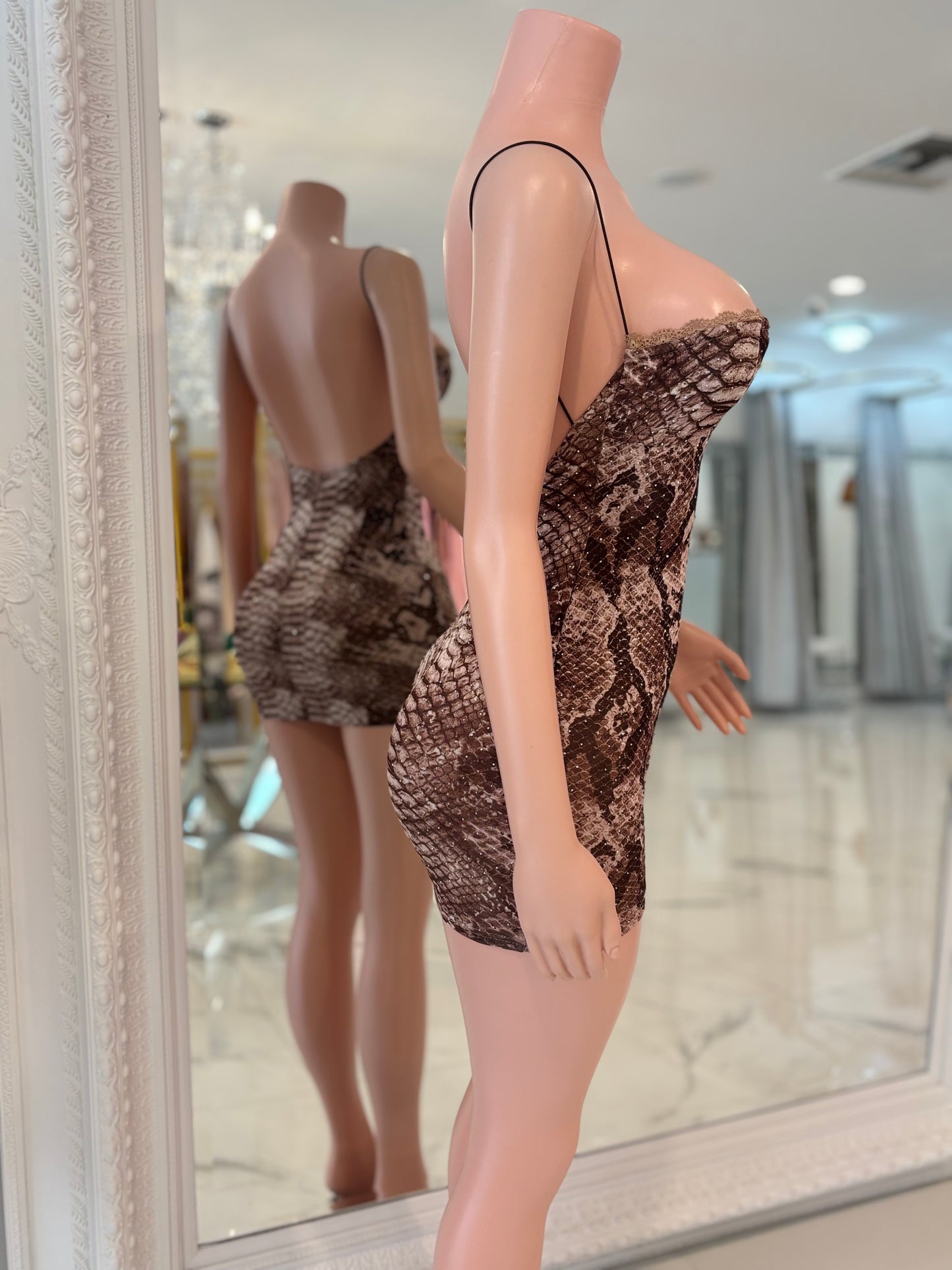 Sneaky and Seductive Mini Dress Brown