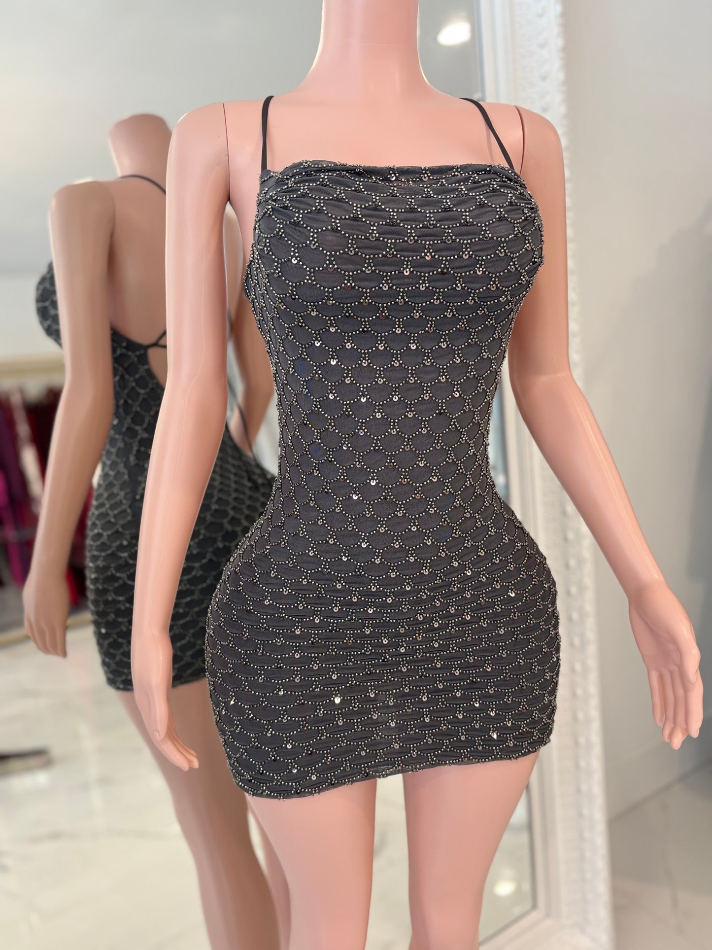 Come and Slither Mini Dress Grey