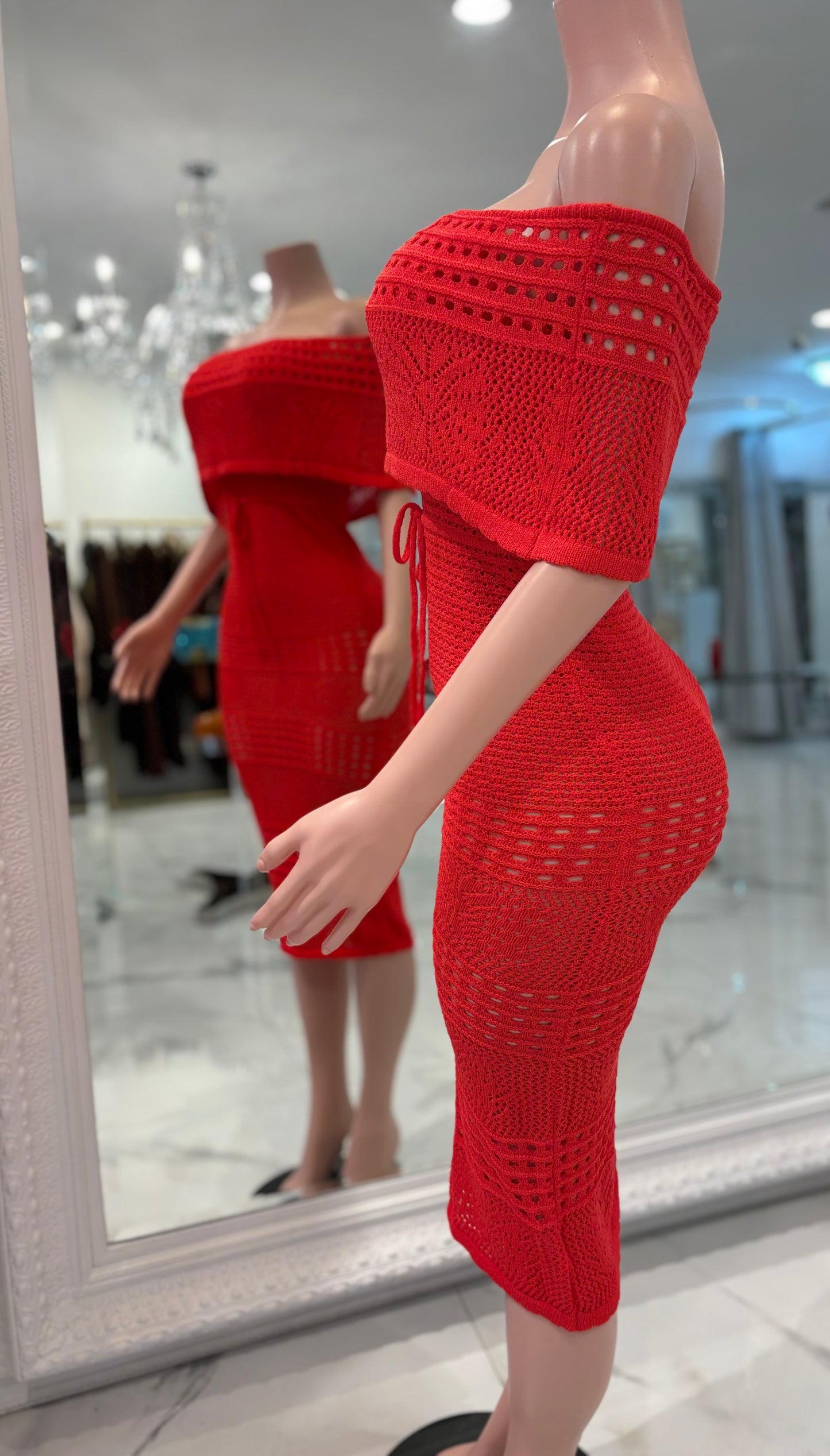 Letting It All Go Midi Dress Red