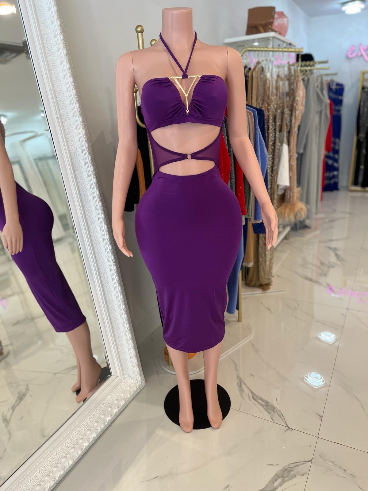 Can't Get Me Mesh Midi Dress Purple