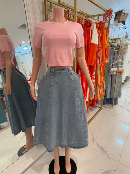 She's On Trend Denim  Skirt