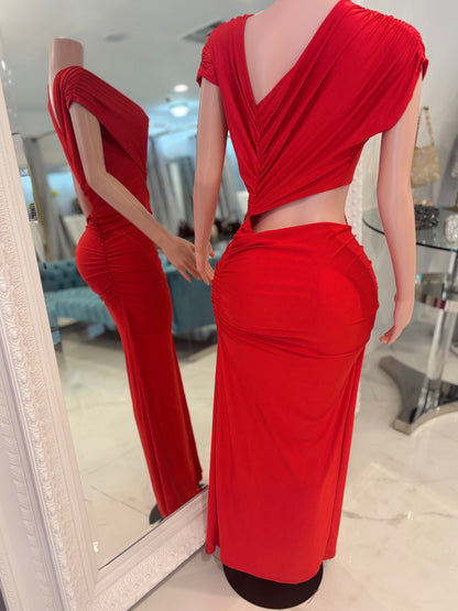 Velvet Lips Maxi Dress Red