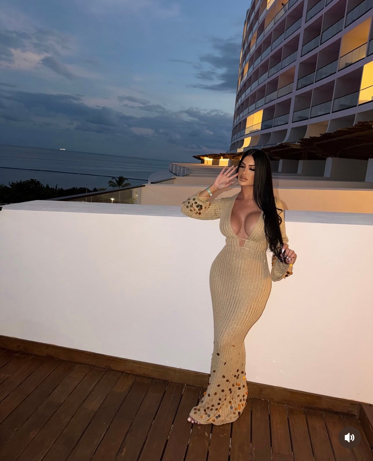 Solstice Glow Knit Sequin Maxi Dress Gold