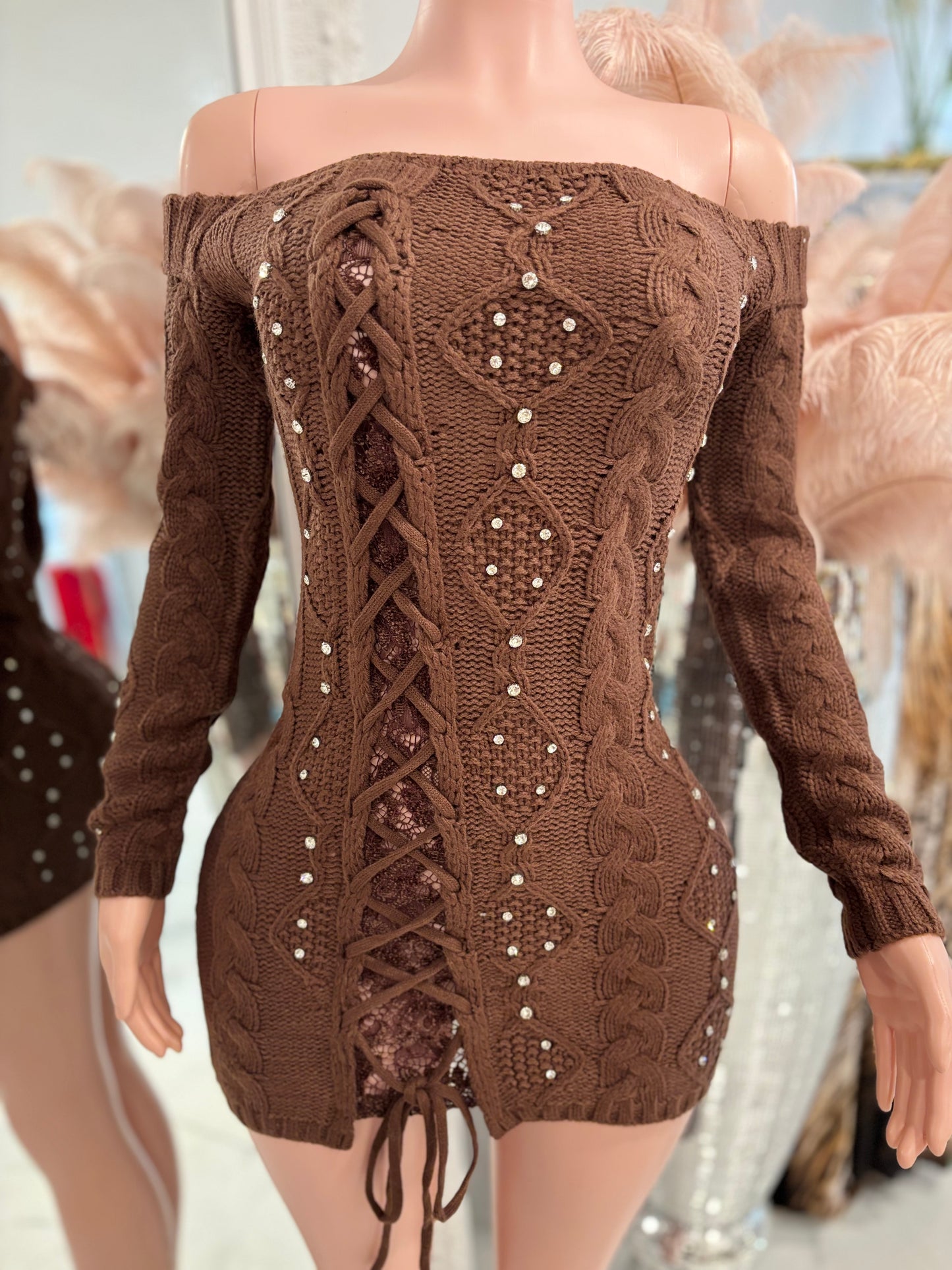 Wanna Get Close Mini Dress Brown