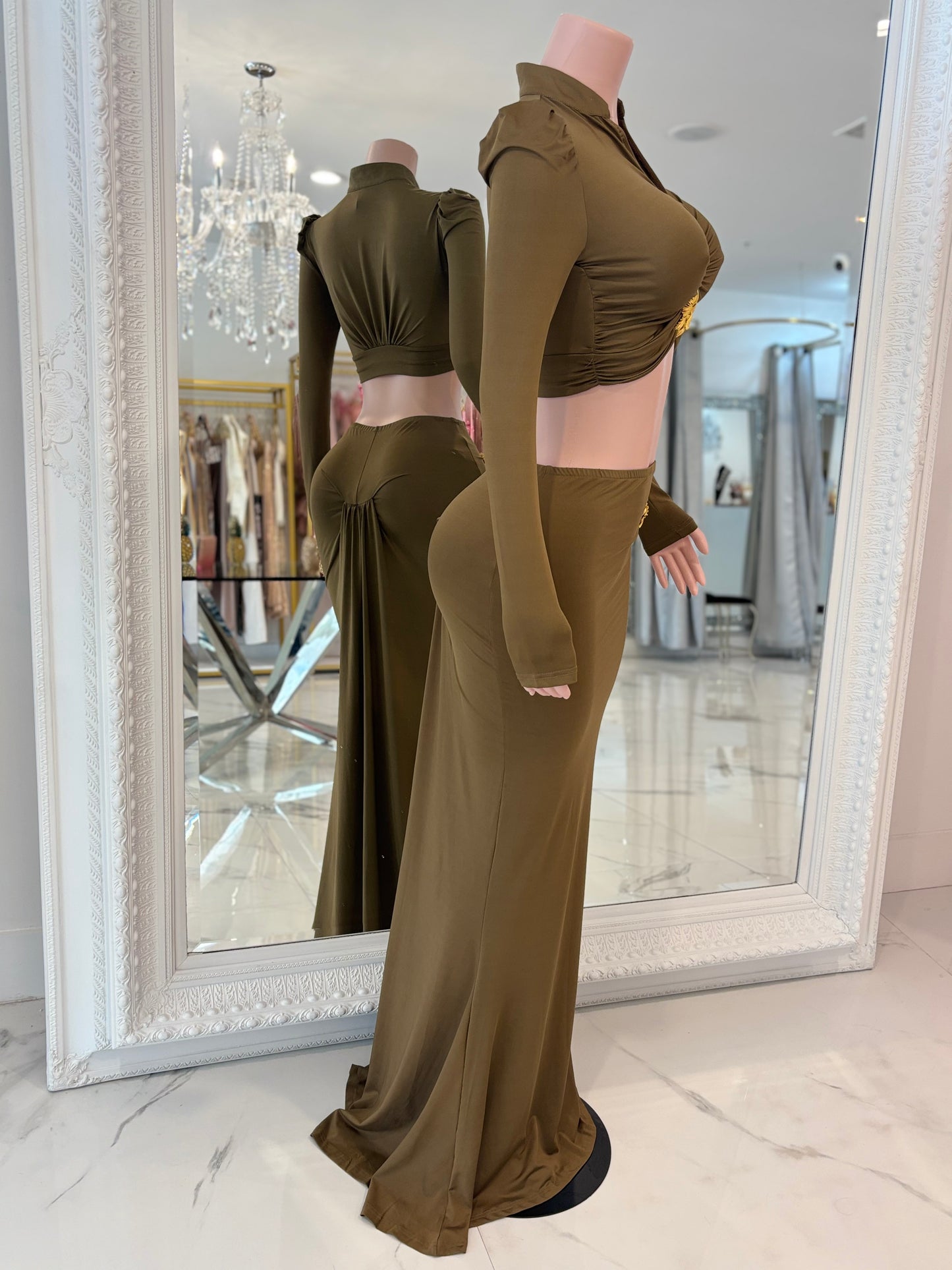 Look In My Eyes Skirt Set Green