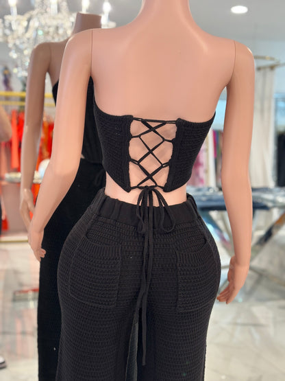 Shoreline Muse Knit Pant Set Black