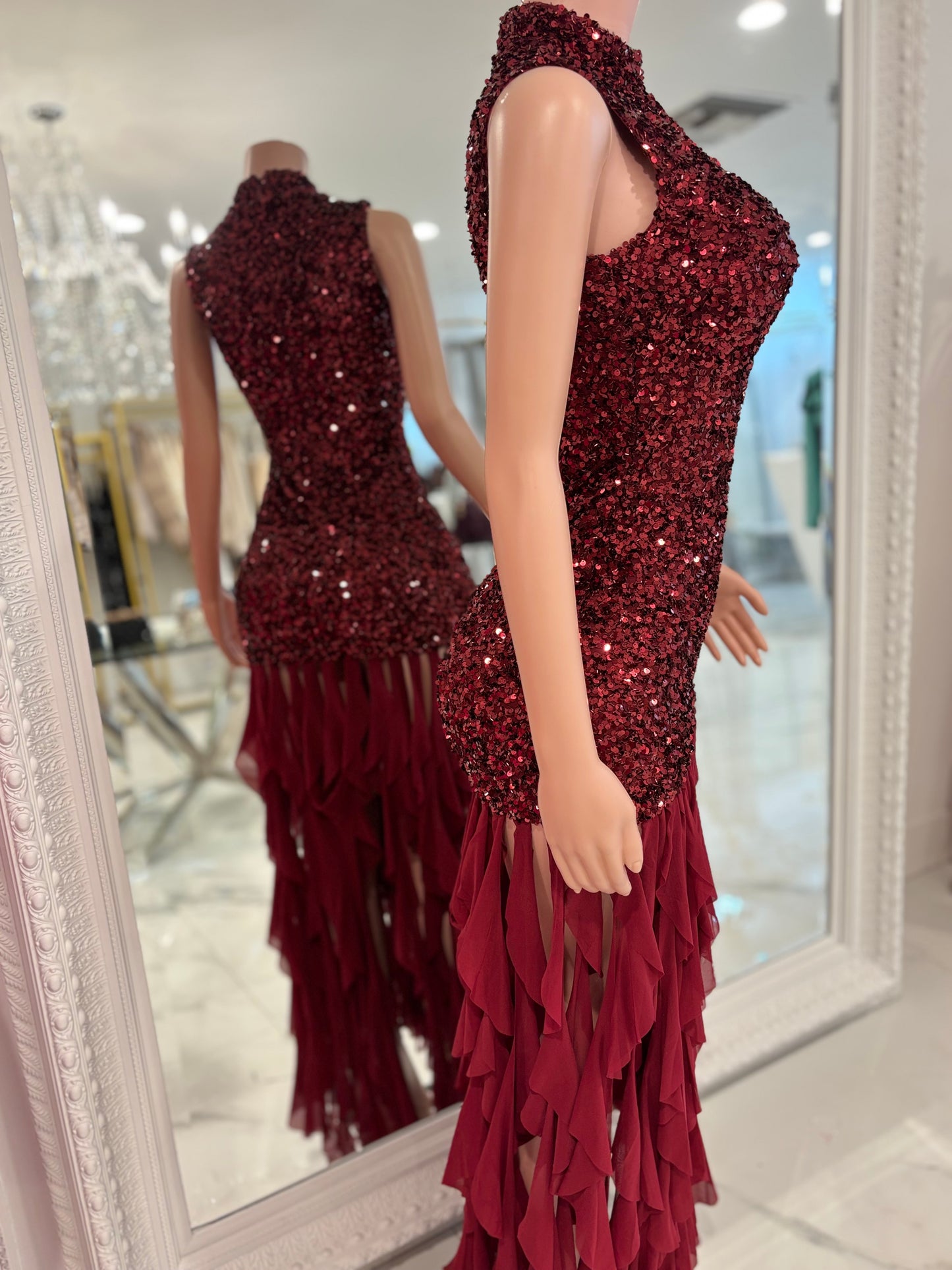 Queen of All Midi Dress Rojo Vino