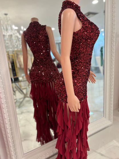 Queen of All Midi Dress Rojo Vino