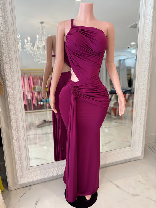 Glow Motion Ruched Maxi Dress Purple