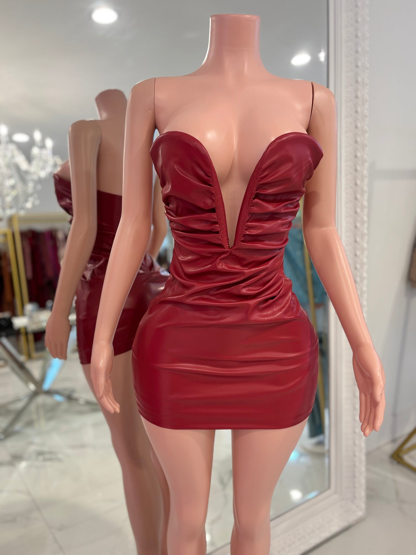 Let Me Serve Mini Dress Red