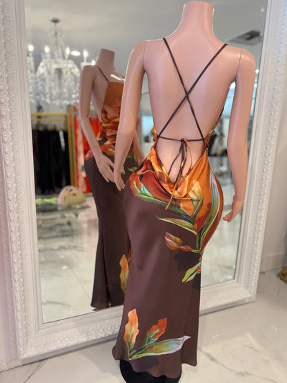 Poetica Love Floral Satin Maxi Dress