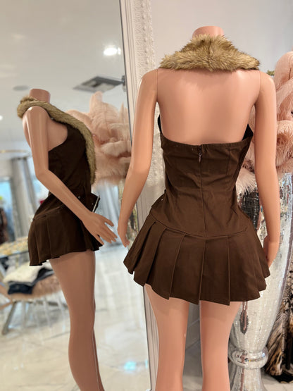 Don't Cross That Line Mini Dress Brown