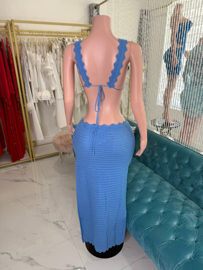 No Better Time Knit Skirt Set blue