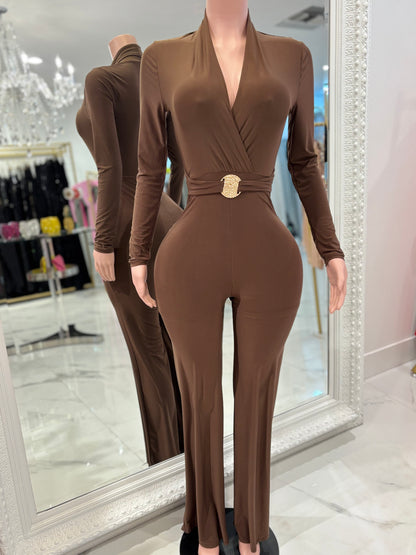 On the Top Jumpsuit Brown 8080 uptown