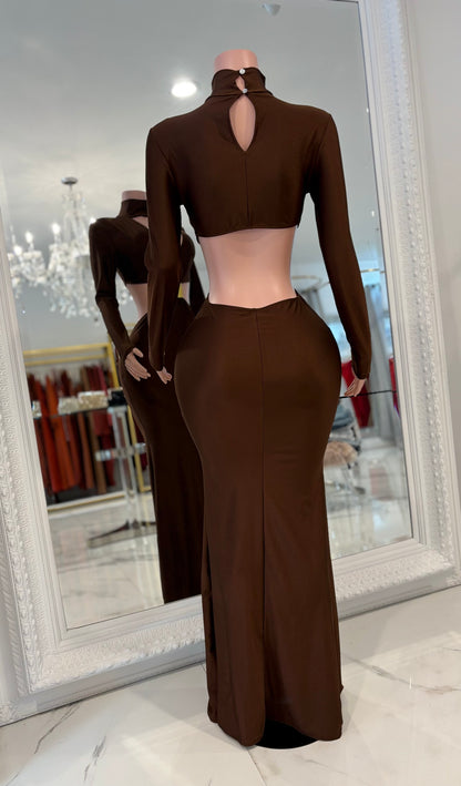 Beauty is Deadly Brown Maxi Dress Brown