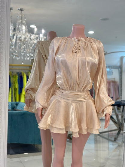 The Whispering Silk Mini Dress Nude