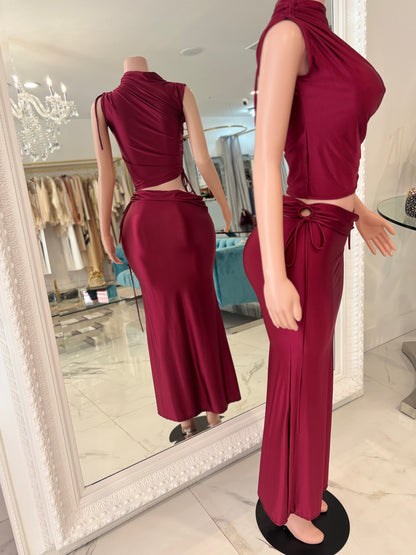 Come and Love Me Skirt Set Rojo Vino