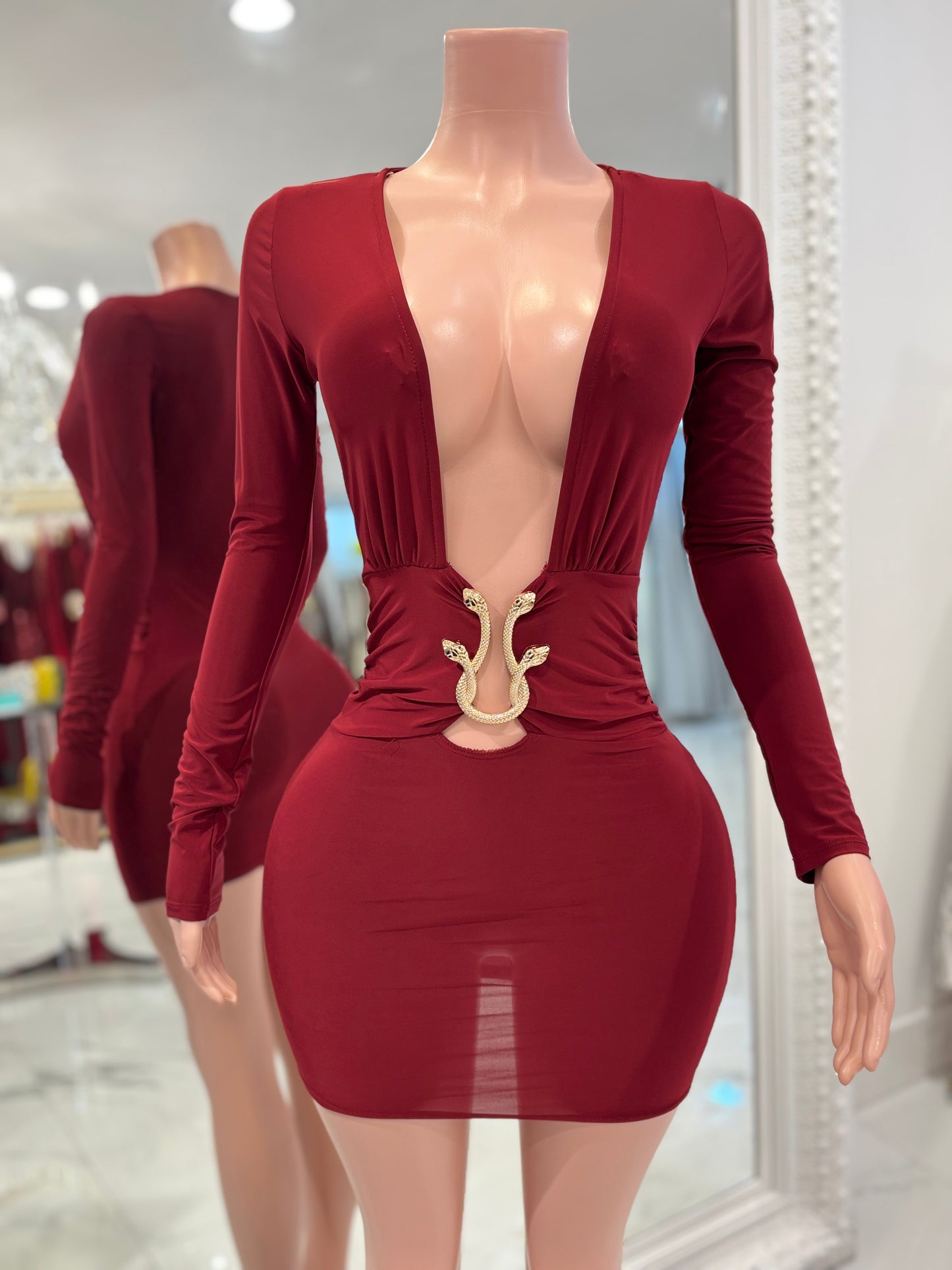Couture Mini Dress Rojo Vino