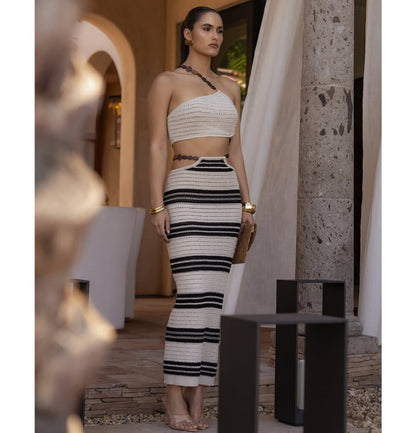 Tidal Weave Crochet Skirt Set White