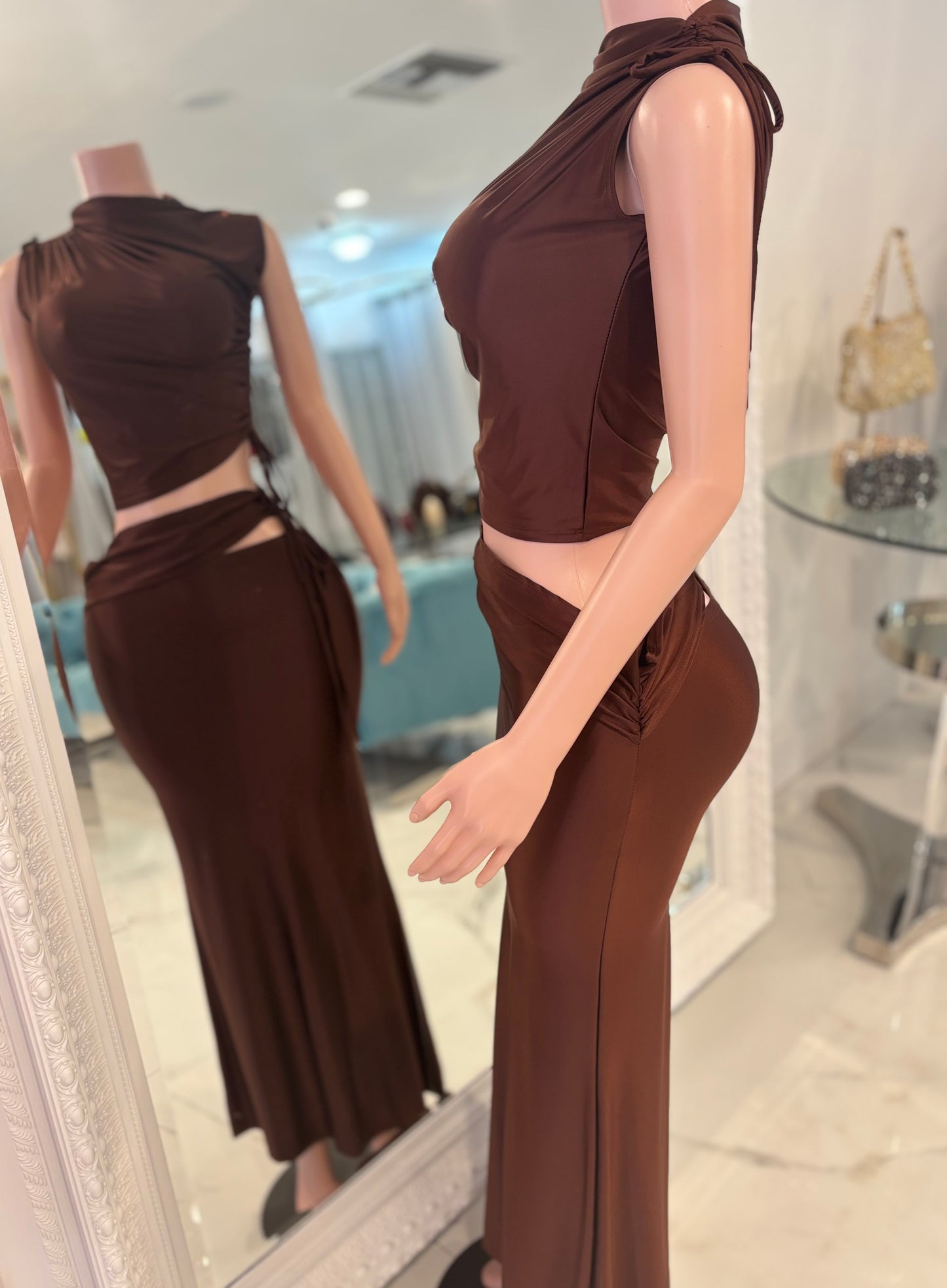 Come and Love Me Skirt Set Brown