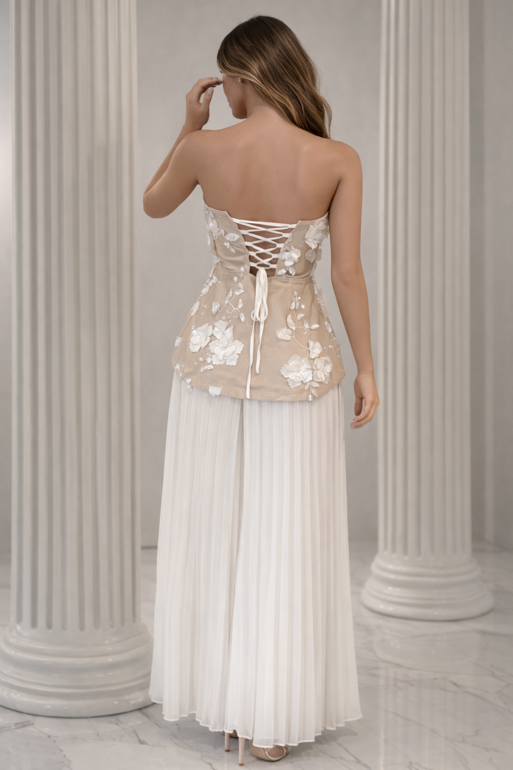 Alesia Corset Top X Pants Set White