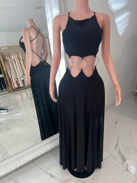 Sunset Tide Maxi Dress Black