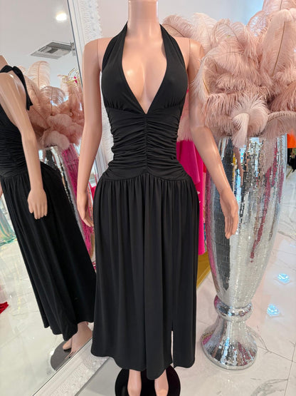 New Flow Ruched Maxi Dress Black