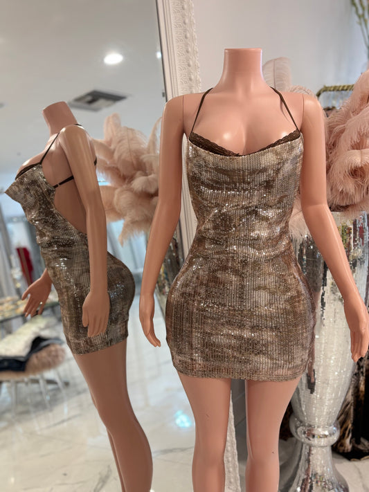 Strike a Pose Mini Dress Brown