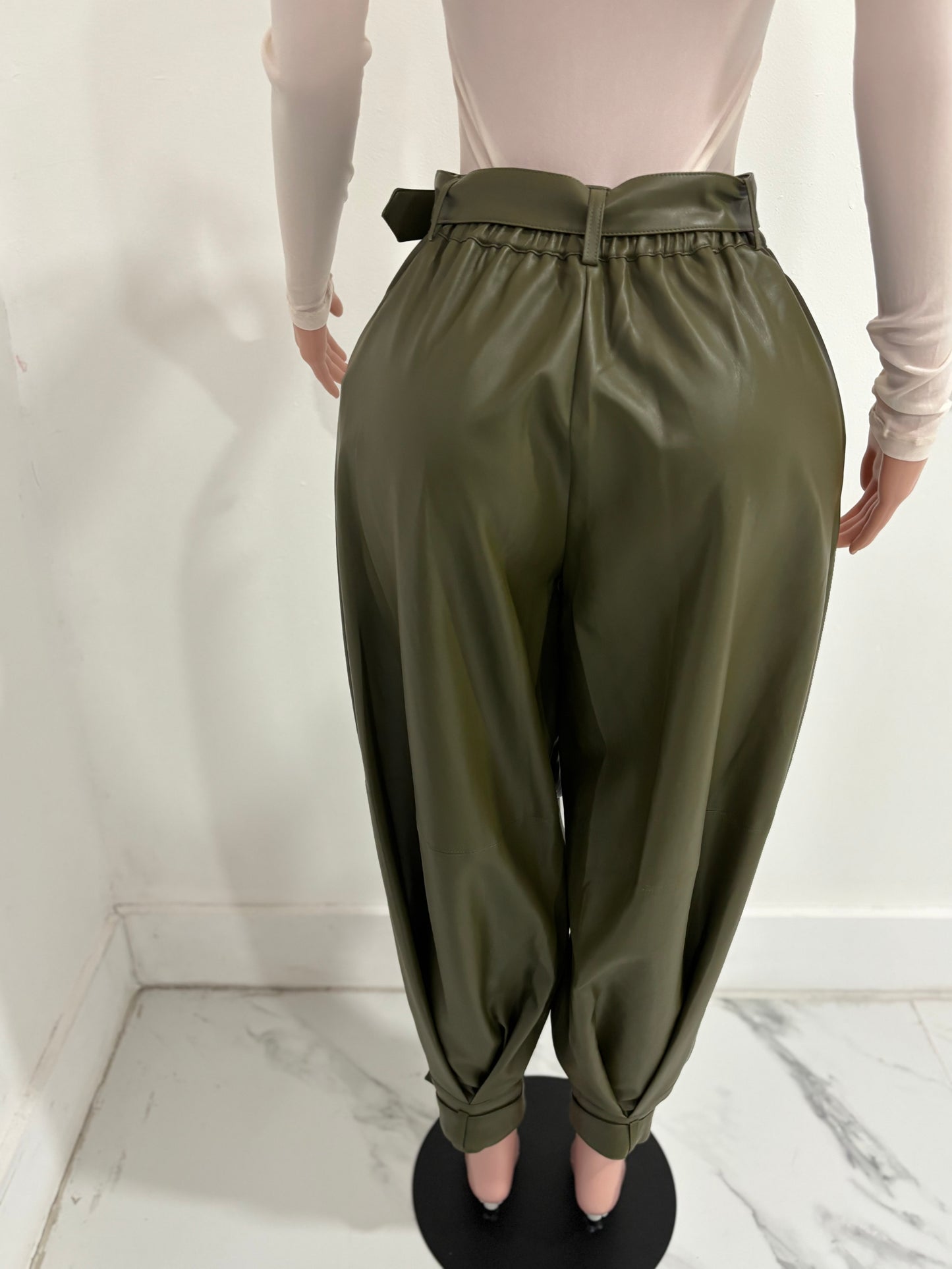 Olive High Waist Trousers Pants