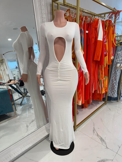 Soraya Ruched Maxi Dress White
