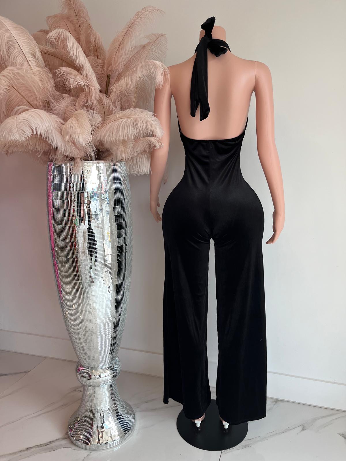 Velvet Jumpsuit Black