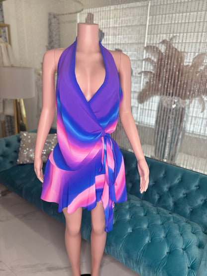 Tropical Breeze Wrap Mini Dress