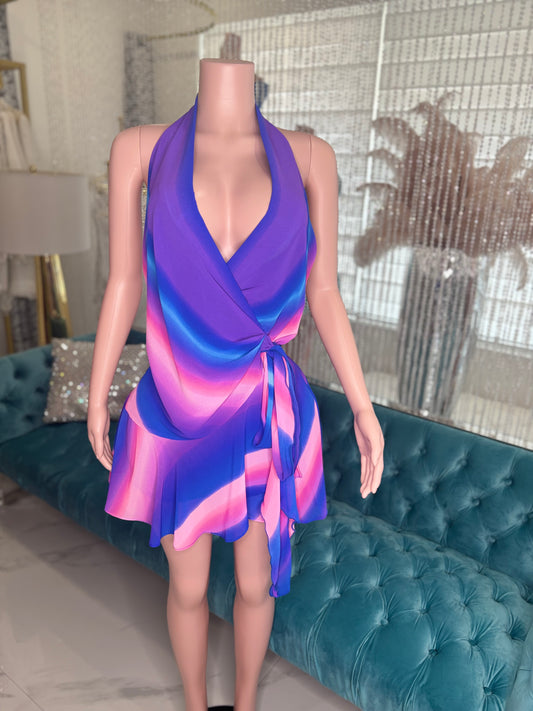 Tropical Breeze Wrap Mini Dress