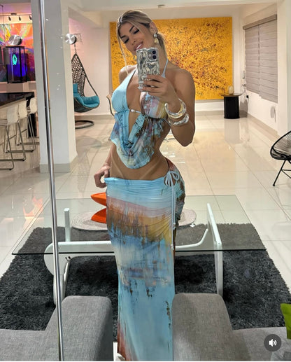 Sunset  Skirt Set Blue