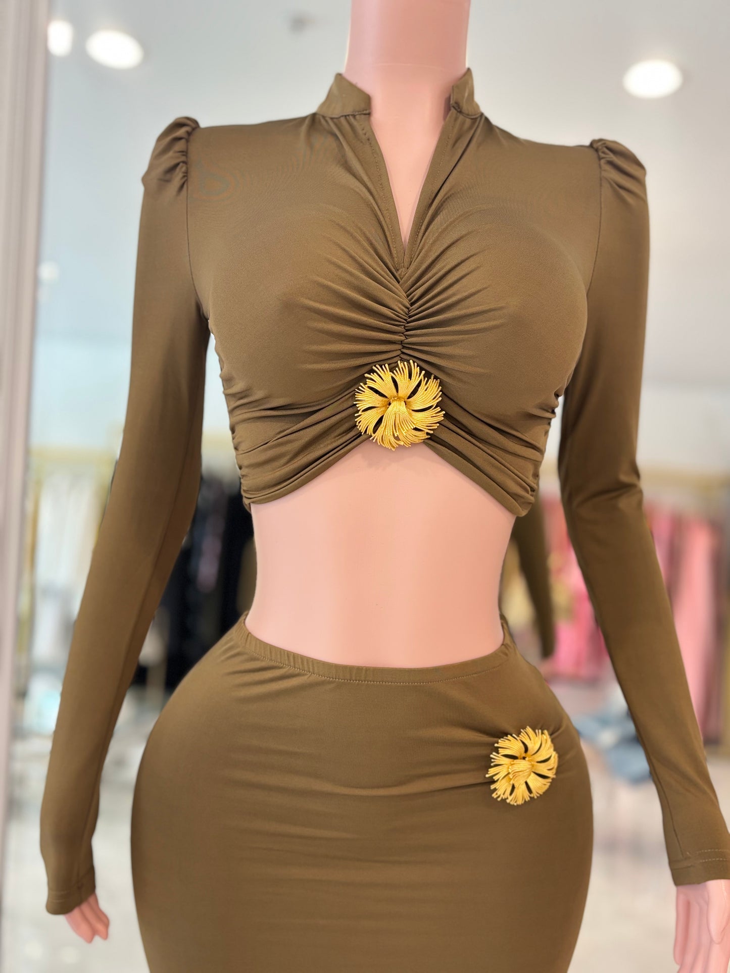 Look In My Eyes Skirt Set Green