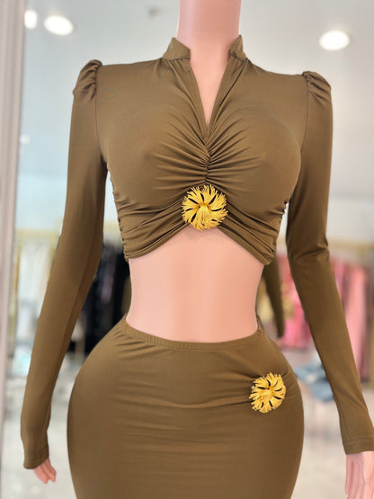 Look In My Eyes Skirt Set Green