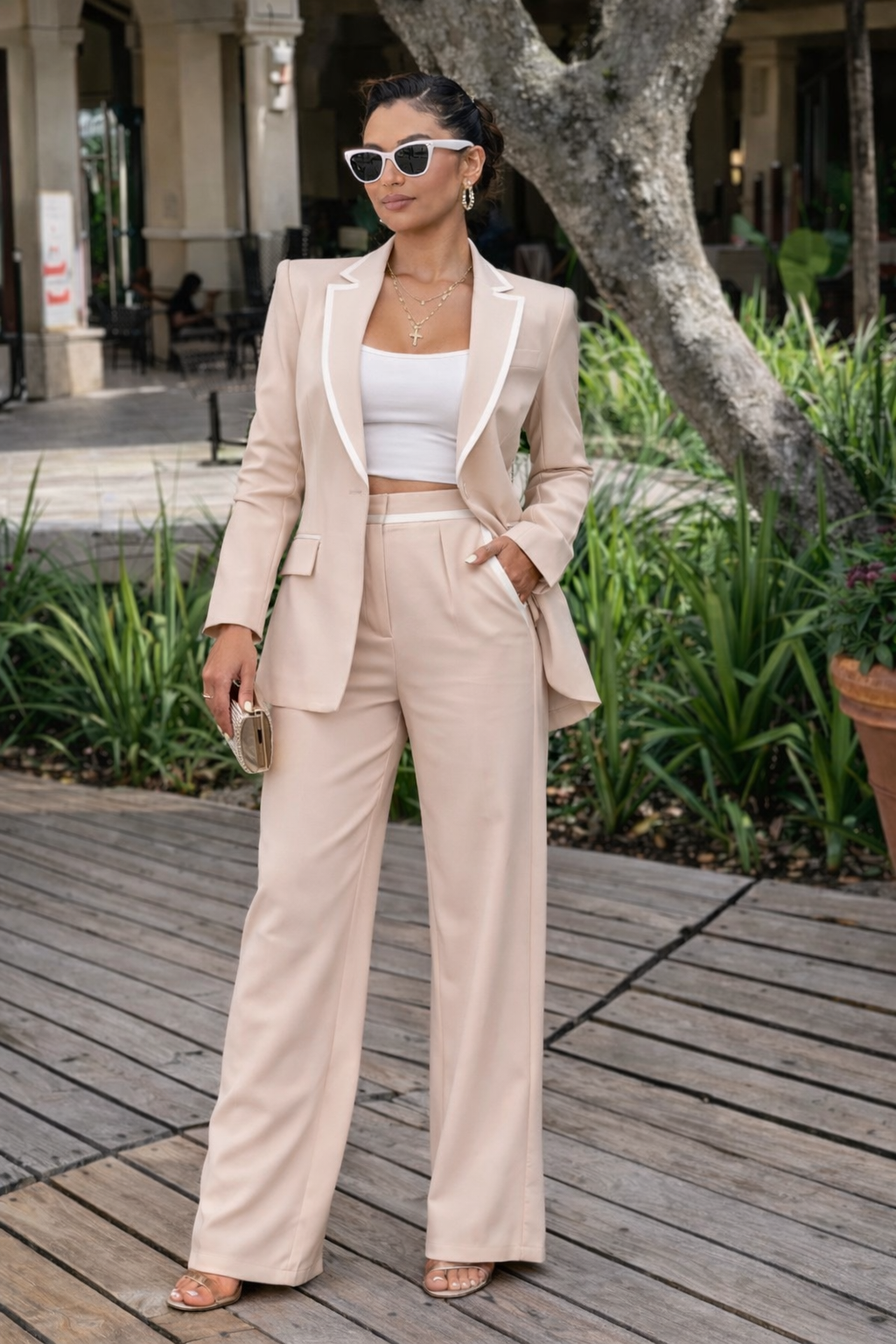 Move Out of the Way Pant Set Beige
