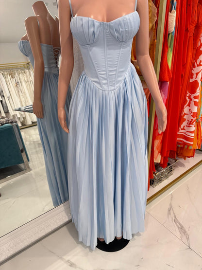 Elegance Satin Maxi Dress Blue