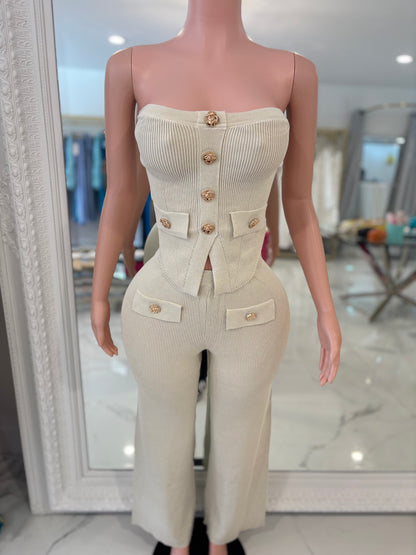 Grace and Elegance Pant Set Beige