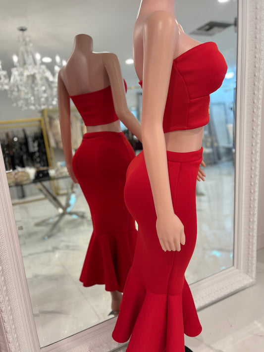Be a Little Daring Skirt Set Red