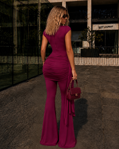 Bebe RUCHED JUMPSUIT RED
