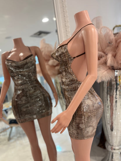 Strike a Pose Mini Dress Brown