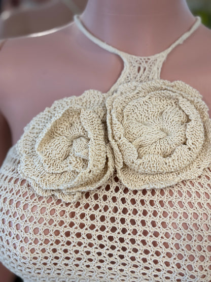 Bella Crochet Skirt Set Nude