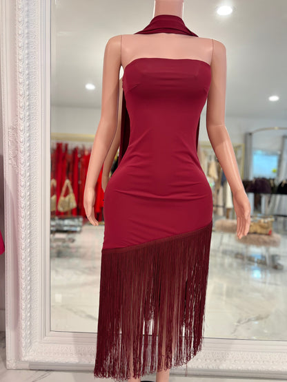 Time To Be Alive Midi Dress Rojo Vino