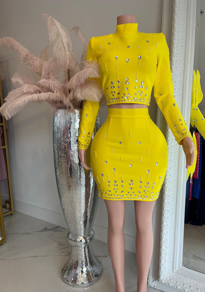 Rival Rhinestones Skirt Yellow