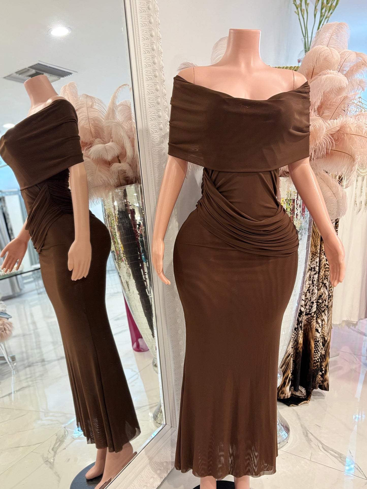 Beauty in the Mirror Maxi Dress Brown